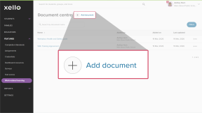Document center in Xello and the cursor is clicking Add document